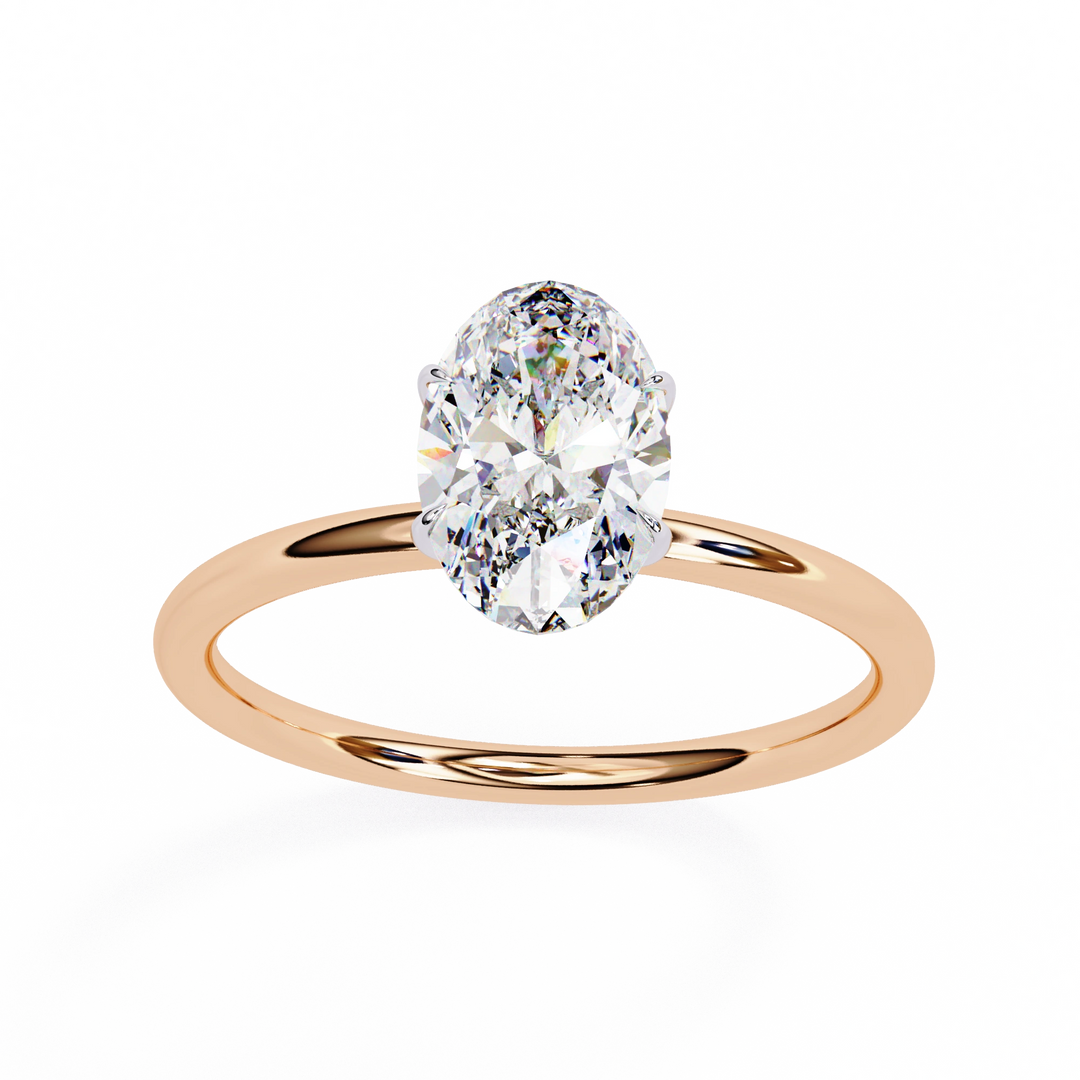 2 carat oval moissanite solitaire Ring In Rose Gold