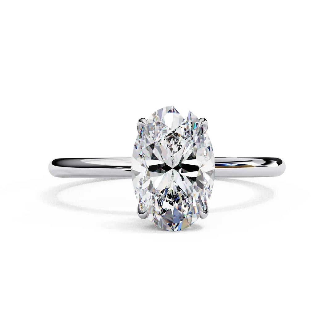 2 carat oval moissanite solitaire Ring In White Gold
