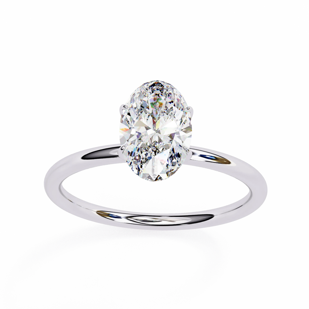 2 Ct Oval Moissanite Solitaire Engagement Ring Silver