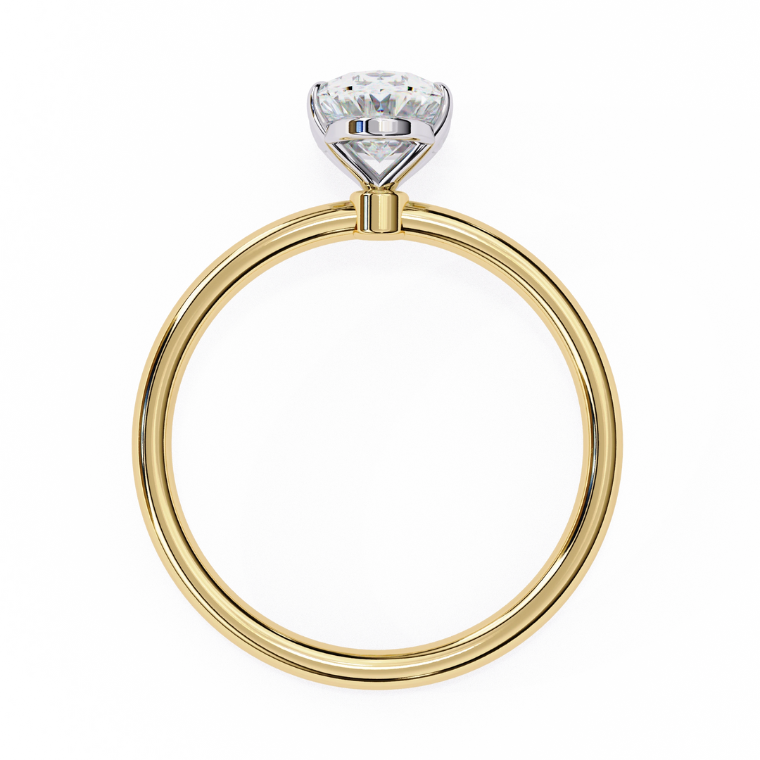 2 carat oval moissanite solitaire Ring In Yellow Gold