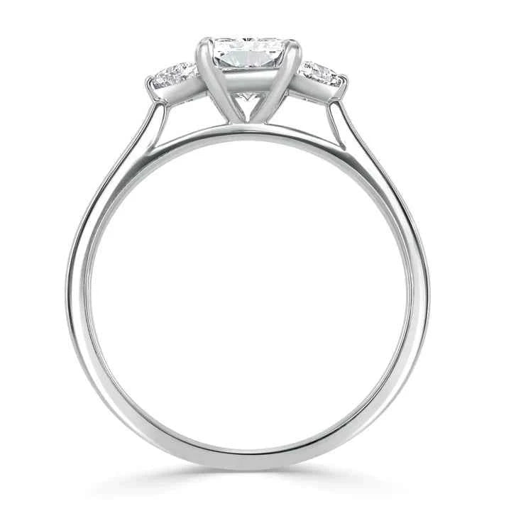 2 Carat Radiant Cut Three Stone Moissanite Ring in White Gold