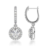 Load image into Gallery viewer, 3.20 Carat Round Moissanite Halo Drop Earrings In White Gold
