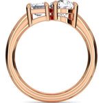 Load image into Gallery viewer, 3.50 Ct Moissanite Emerald and Pear Toi Et Moi Ring In Rose Gold
