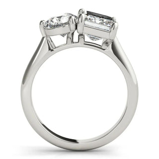 3.5 Carat Emerald & Pear Cut Moissanite Toi et Moi Ring In White Gold