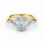 Load image into Gallery viewer, 3.50 Carat Oval and Marquise Cut 7 Stone Moissanite Ring in Yellow Gold
