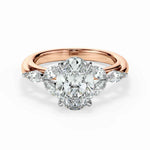 Load image into Gallery viewer, 3.50 Carat Oval and Marquise Cut 7 Stone Moissanite Ring in Yellow Gold
