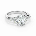Load image into Gallery viewer, 3.50 Carat Oval and Marquise Cut 7 Stone Moissanite Ring in Yellow Gold
