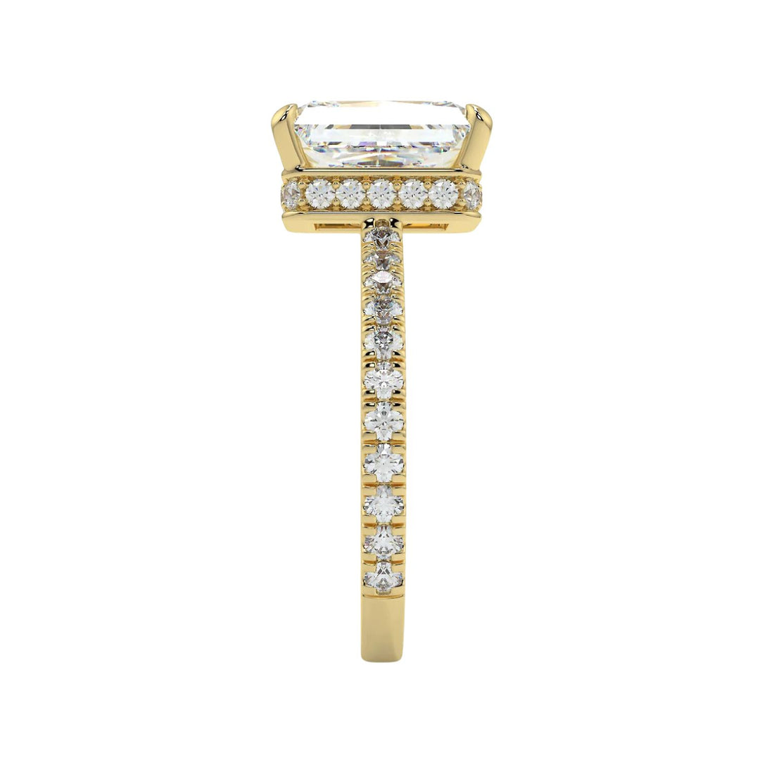 1.50 Carat Radiant Shape Hidden Halo Moissanite Ring in White Gold