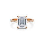 Load image into Gallery viewer, 3 Carat Emerald Cut Moissanite Hidden Halo Ring In White Gold
