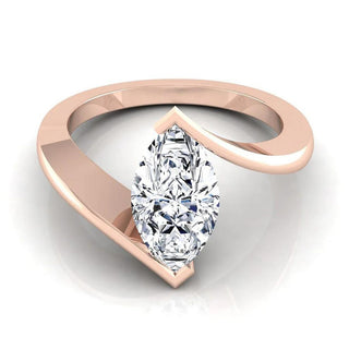 3 Carat Marquise Cut Tension Set Moissanite Solitaire Engagement Ring In Rose Gold