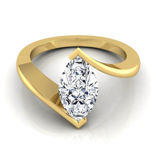 3 Carat Marquise Cut Tension Set Moissanite Solitaire Engagement Ring In Yellow Gold