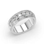 Load image into Gallery viewer, 3 Carat Round Moissanite Men's Wedding Band In White Gold
