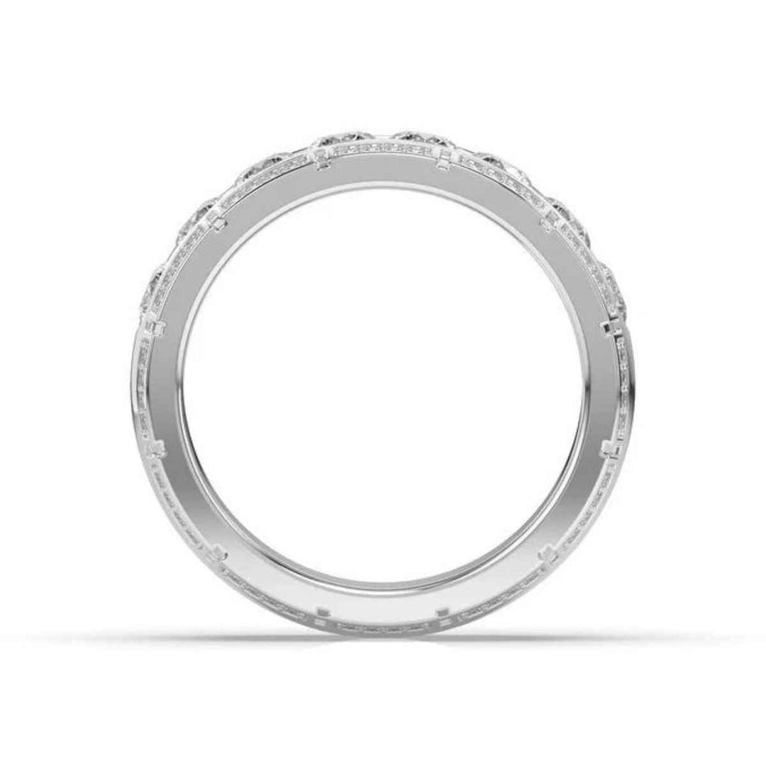 3 Carat Round Moissanite Men's Wedding Band In White Gold
