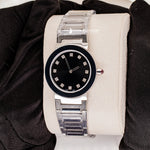 Load image into Gallery viewer, Side View Of Black Dial Stainless Steel Ladies Watch
