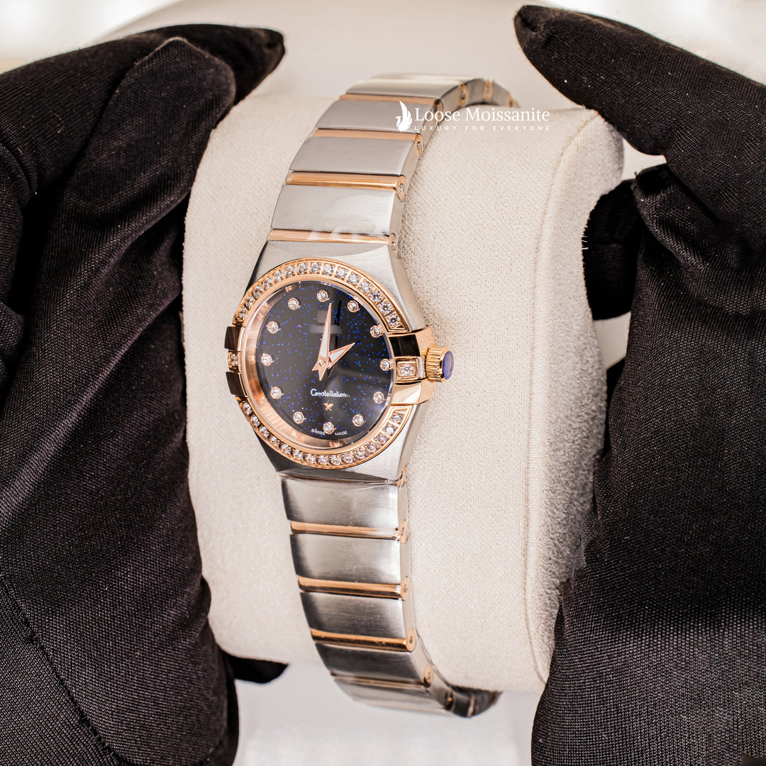 Side View Of Blue Dial plain constellation watches for women