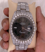 Load image into Gallery viewer, Side View Of Iced Out Moissanite Watch
