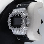 Load image into Gallery viewer, Side View Of Iced-out Moissanite Black Dial DW-5600 watch
