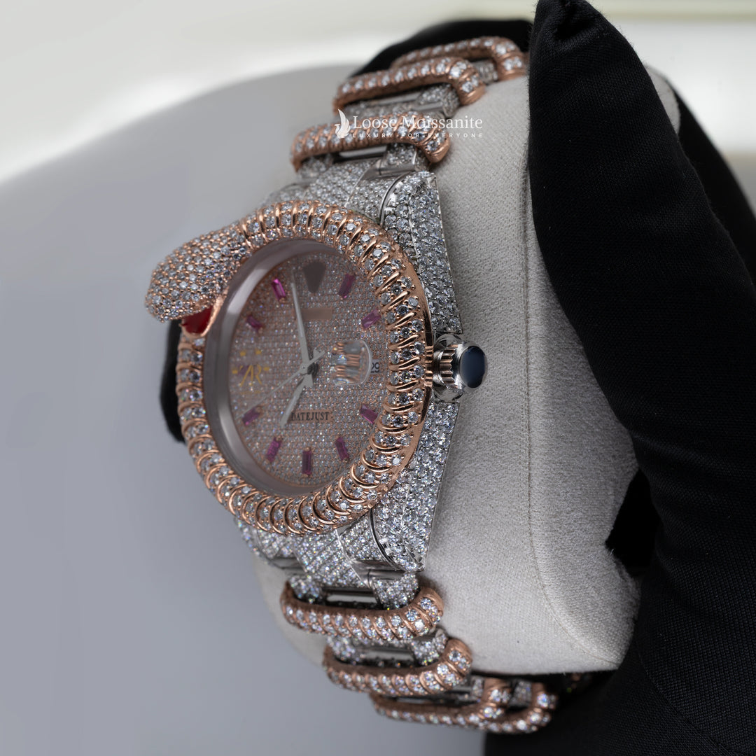 Side View Of Moissanite Iced Out luxury watches for men