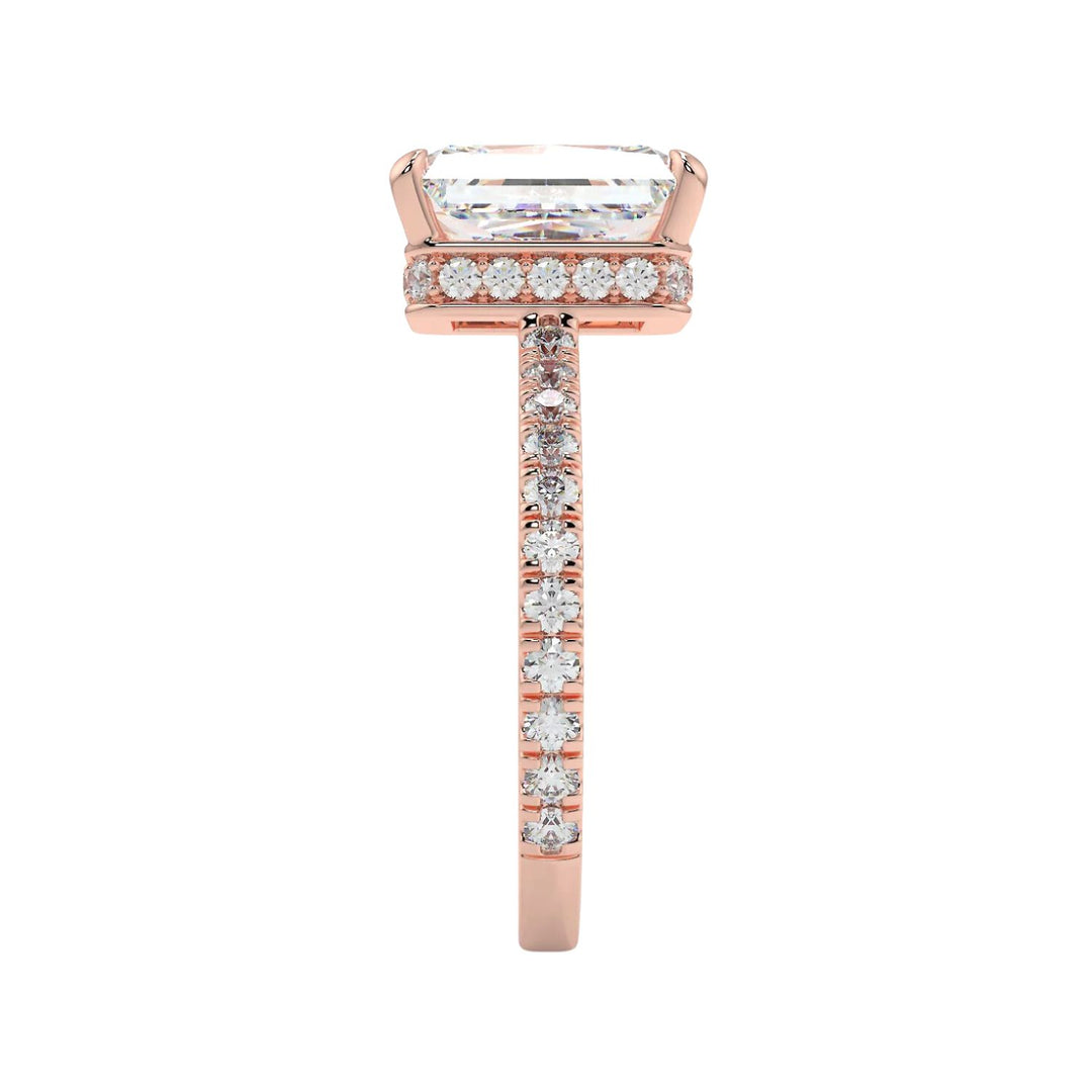 1.50 Carat Radiant Shape Hidden Halo Moissanite Ring in White Gold