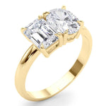 Load image into Gallery viewer, 4 Ct Emerald &amp; Oval Cut Moissanite Toi et Moi Engagement Ring In Yellow Gold
