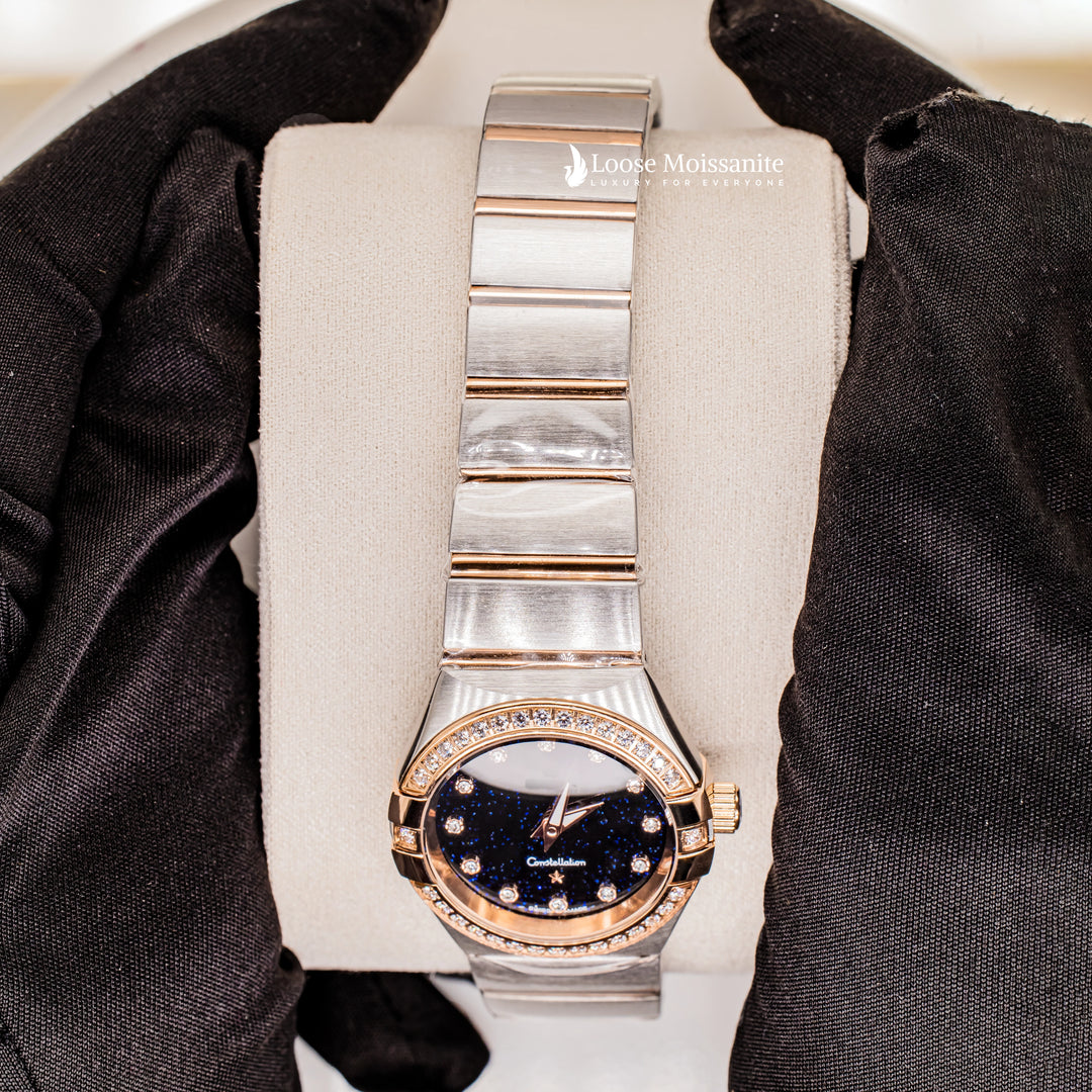 Close Up View Of Blue Dial plain constellation watches for women