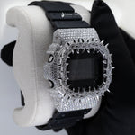 Load image into Gallery viewer, Side View Of Iced-out Moissanite Black Dial DW-5600 watch
