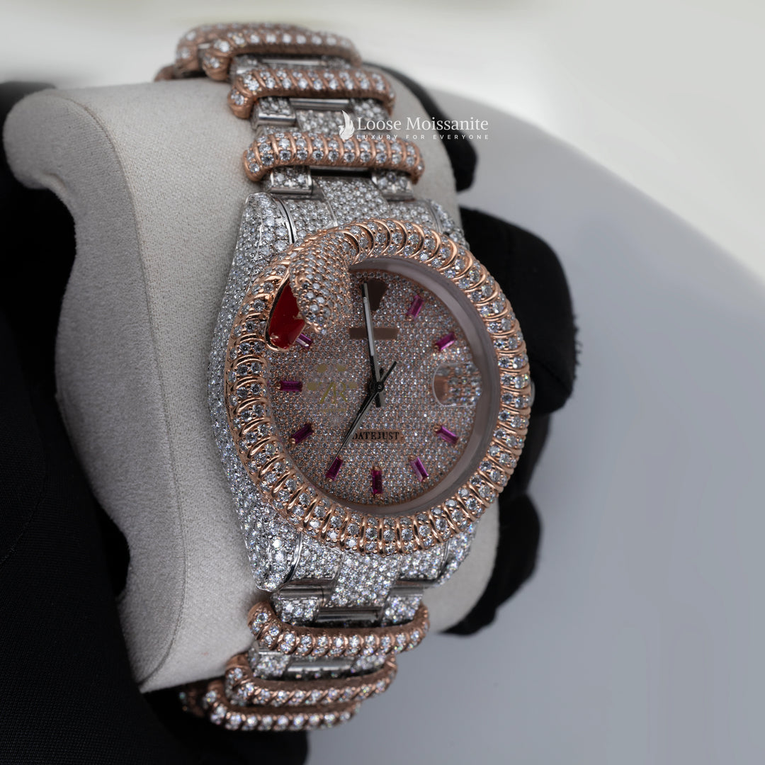 Side View Of Moissanite Iced Out luxury watches for men