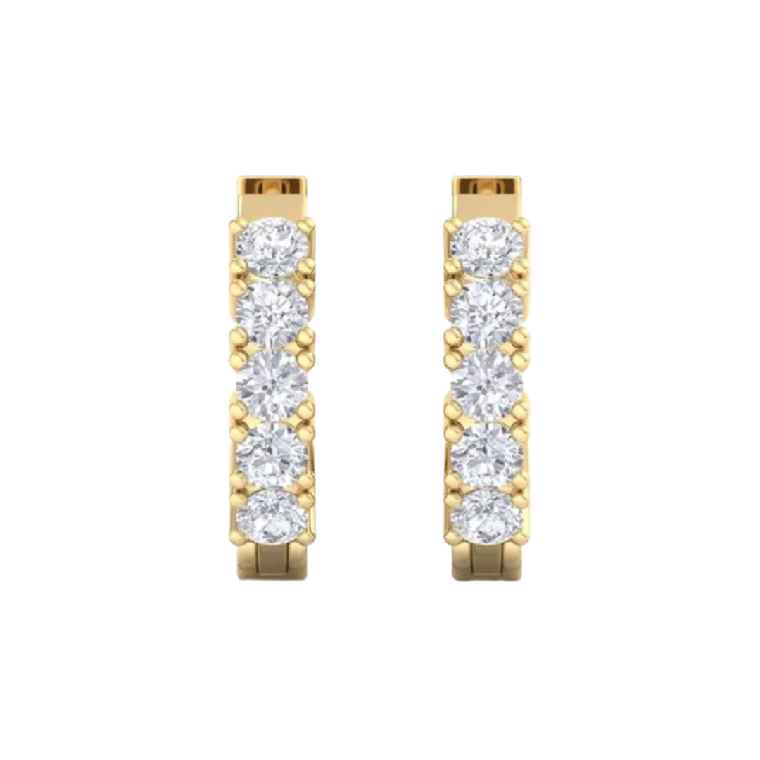 0.80 Carat Round Shaped 5 Stone Moissanite Hoop Earring for Men's