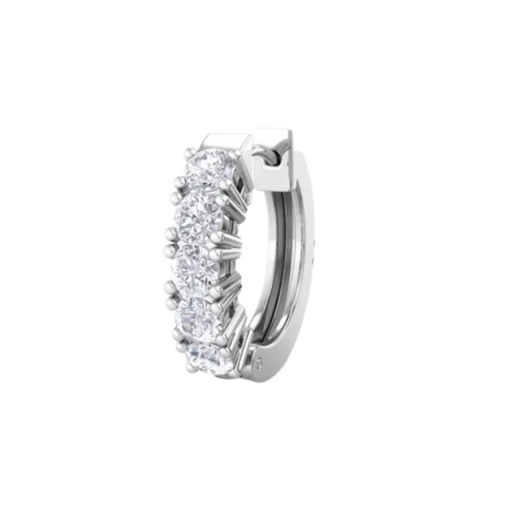 0.80 Carat Round Shaped 5 Stone Moissanite Hoop Earring for Men's