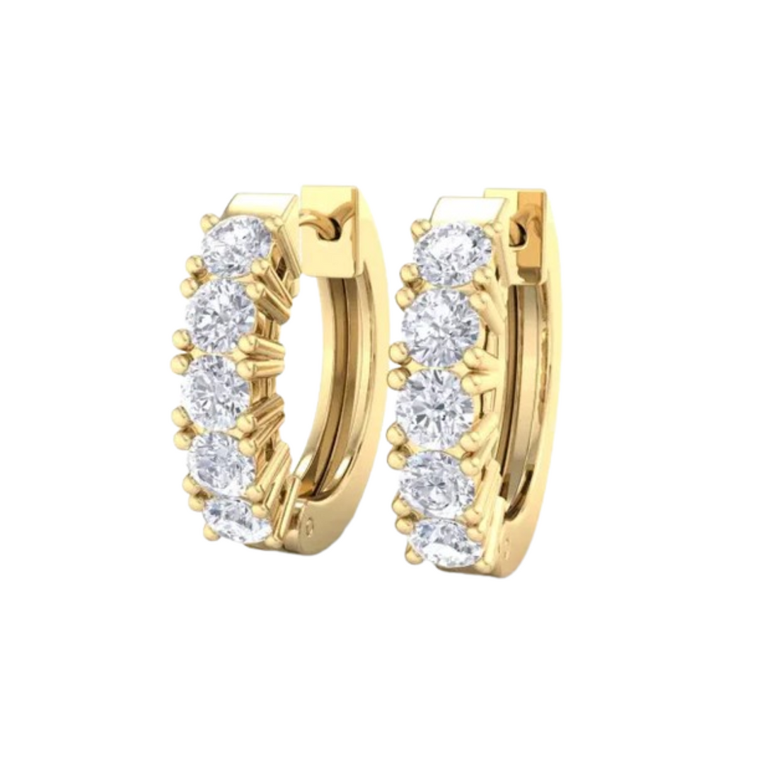 0.80 Carat Round Shaped 5 Stone Moissanite Hoop Earring for Men's