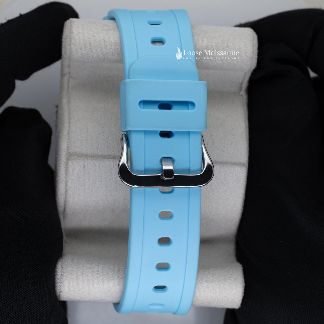 Back View Of Iced-out moissanite men's watches with thorn crown design