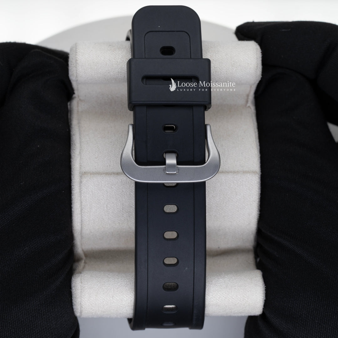 Back View Of Moissanite Iced-Out Digital Watch For Men