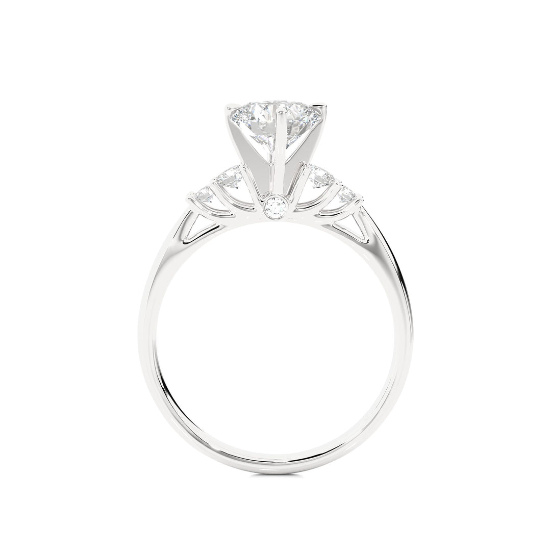 1 Ct Round Cut Moissanite Five Stone Engagement Ring In White Gold