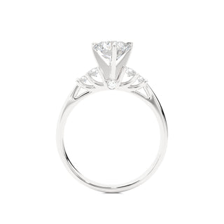 1 Ct Round Cut Moissanite Five Stone Engagement Ring In White Gold