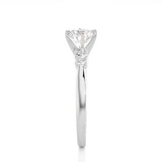 1 Ct Round Cut Moissanite Five Stone Engagement Ring In White Gold