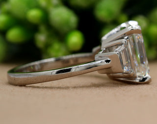5 ct Asscher Cut Three-Stone Moissanite Engagement Ring in 14K White Gold