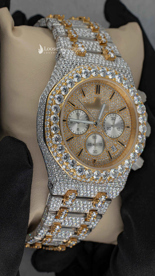 AP Moissanite Hip Hop Watch | 41 MM | Yellow Gold Tone
