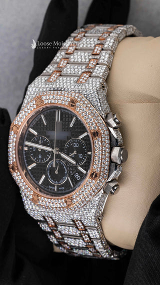 AP Royal Oak Moissanite Watch | 41 Mm | Rose Gold Tone