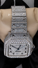 Load image into Gallery viewer, Close View of Arabic Dial Moissanite Square Watch  41 MM
