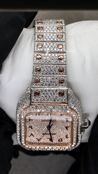 close View of Arabic Dial Moissanite Watch For Women  36 MM