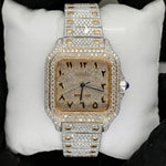Load image into Gallery viewer, Front View Of Arabic Dial Moissanite Watch For Women | 36 MM | Yellow Gold Tone
