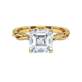 1.5 Ct Asscher Cut Moissanite Twisted Ring in White Gold