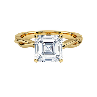 1.50 Carat Asscher Cut Twisted Moissanite Ring in White Gold