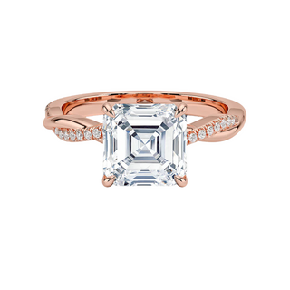 1.50 Carat Asscher Cut Twisted Moissanite Ring in Yellow Gold