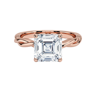 1.5 Ct Asscher Cut Moissanite Twisted Ring in White Gold