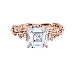 2 Carat Asscher Shaped Vintage Moissanite Ring in White Gold