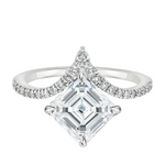 Load image into Gallery viewer, 2 Carat Asscher Cut Curved Moissanite Ring in Yellow Gold
