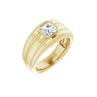 1 Ct Asscher Bezel Set Moissanite Wedding Ring for Men