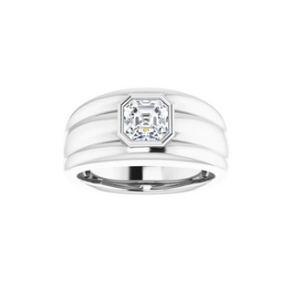 1 Ct Asscher Bezel Set Moissanite Wedding Ring for Men