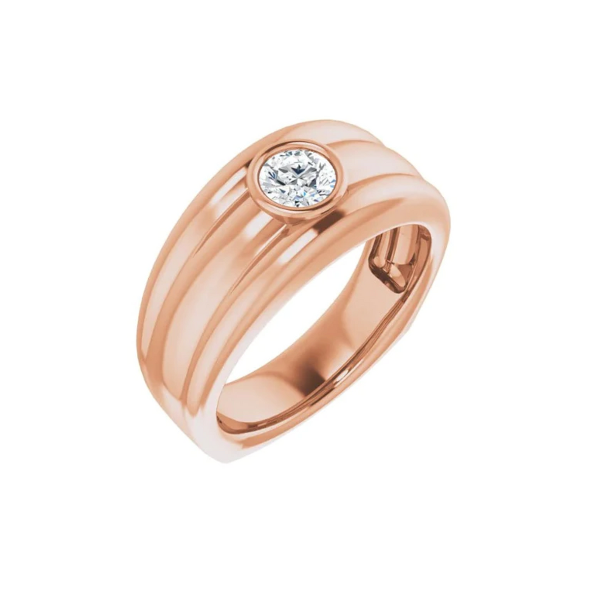 1 carat round cut bezel set moissanite wedding ring for men